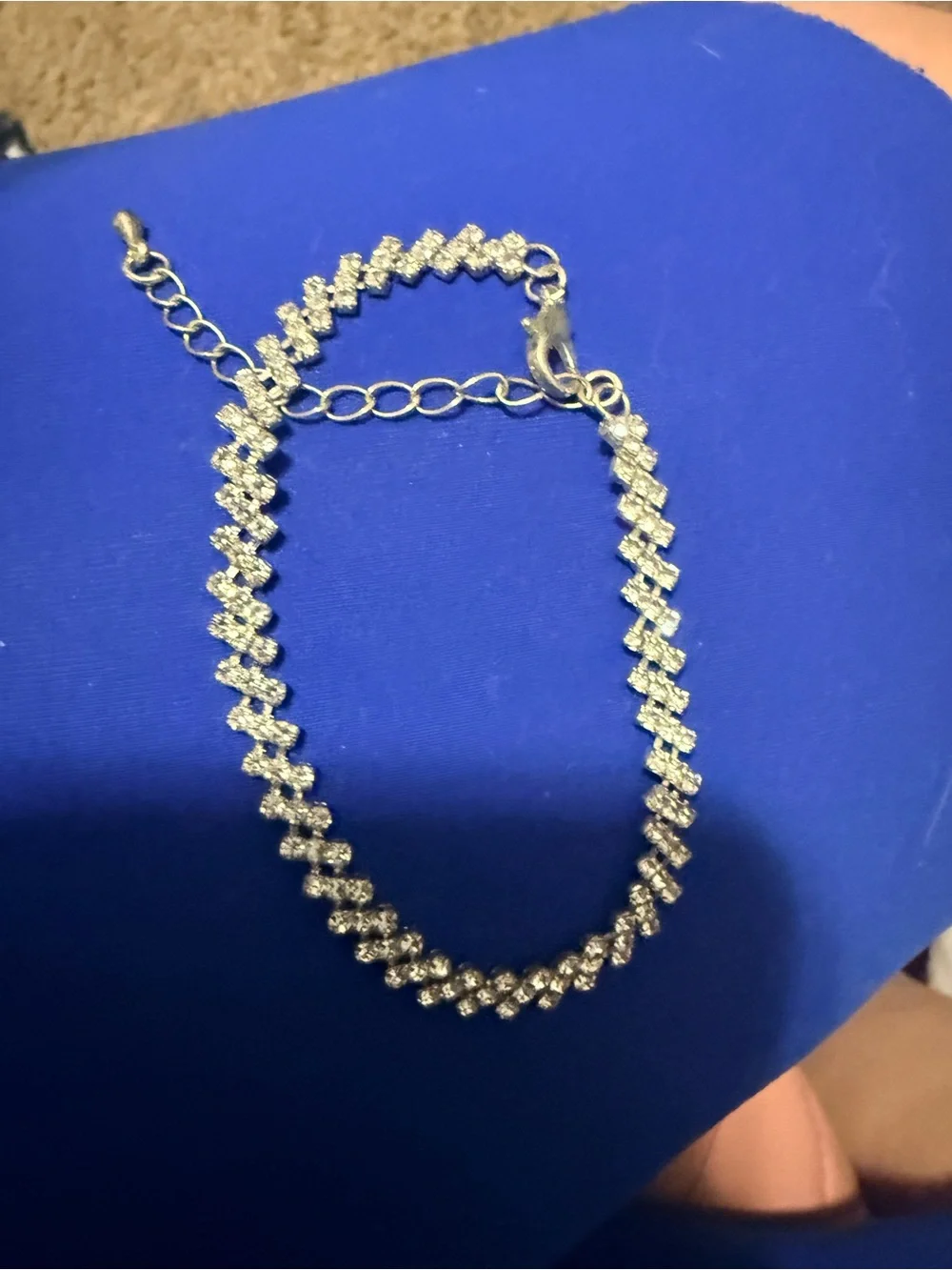 Windsor Silver Crystal V-Chain Necklace with Matching Drop Earrings
